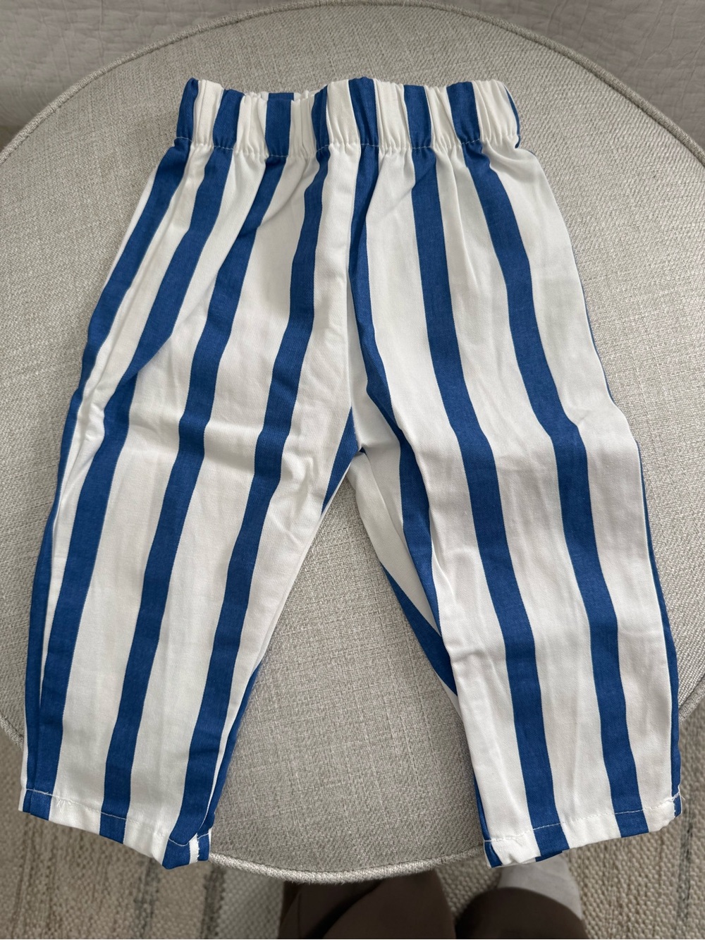 Blue and White Striped Kids Pants